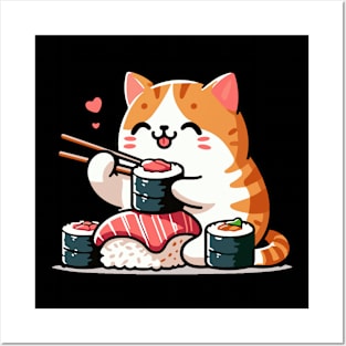 Cat-Eating-Sushi Posters and Art